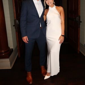 White Halter satin maxi dress